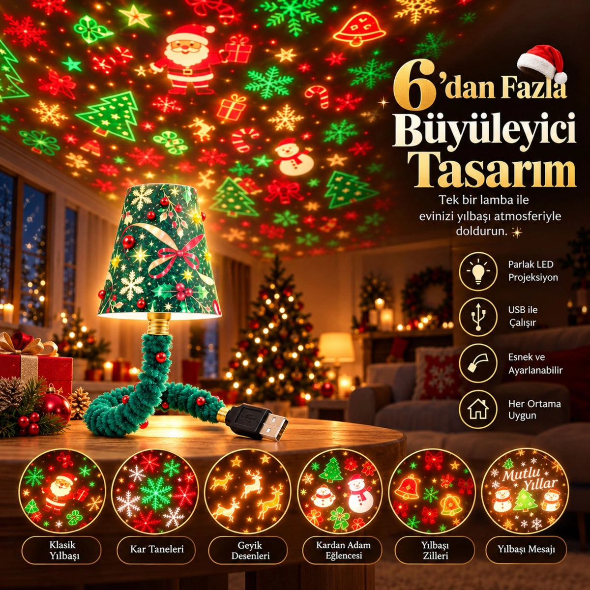 NoelGlow Yılbaşı Projektör