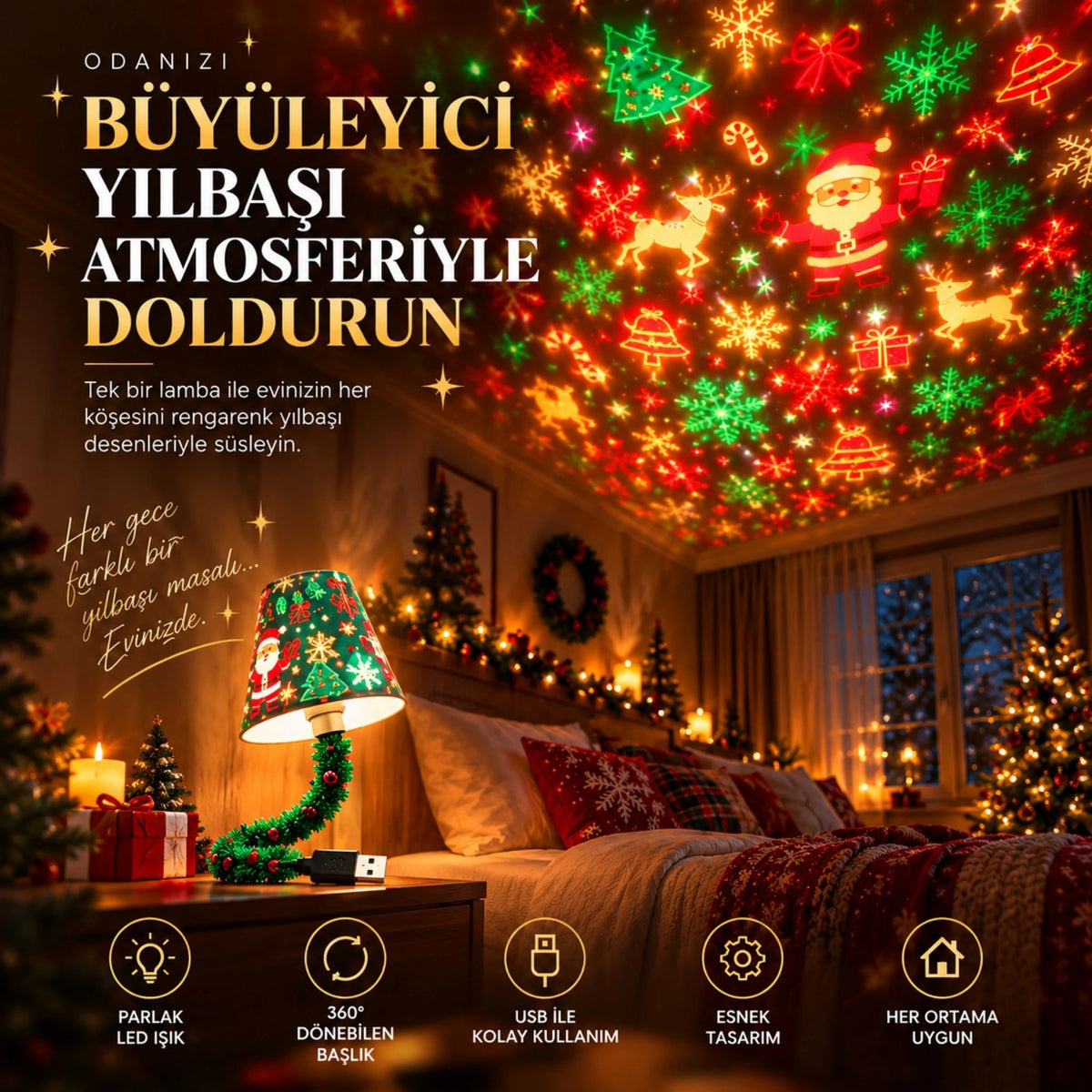 NoelGlow Yılbaşı Projektör